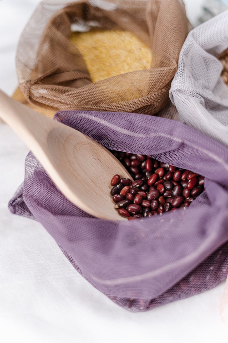 red beans in a net bag